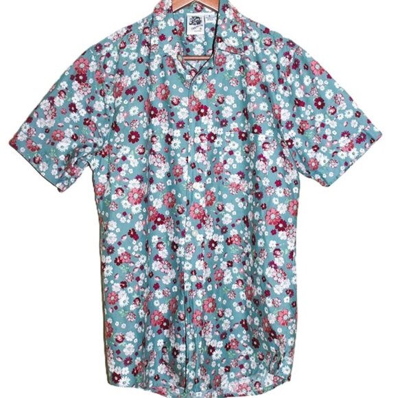 KENNINGTON LTD. California - Hawaiian Floral Button-Down Shirt in Teal (S) - Picture 1 of 10